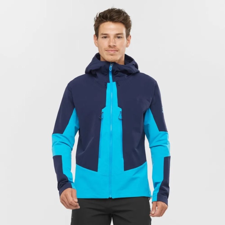 Casaco Salomon Outpeak Softshell Full Zip Masculino Azul Marinho Turquesa | PT M25917